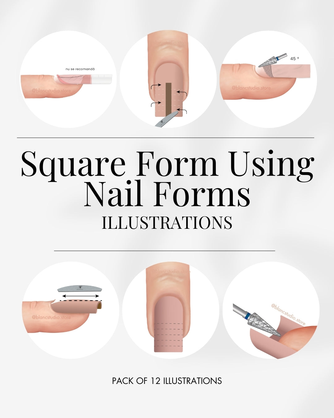 Square Form using Nail Forms - 12 Advanced Illustrations