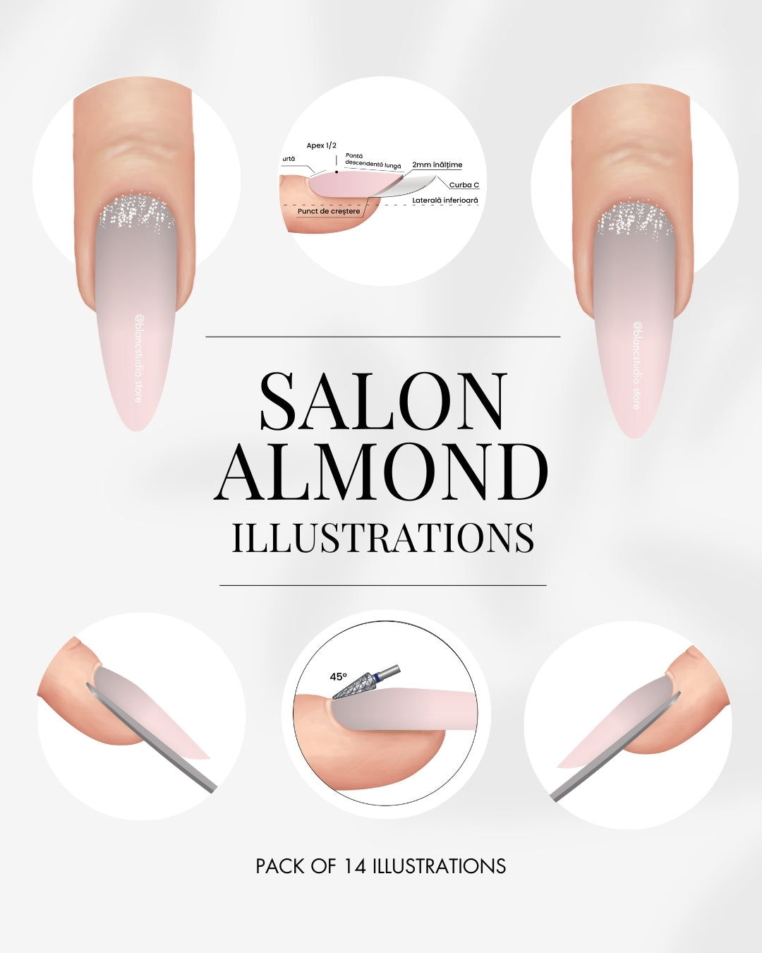 Salon Almond Shape - 14 Advanced Illustrations