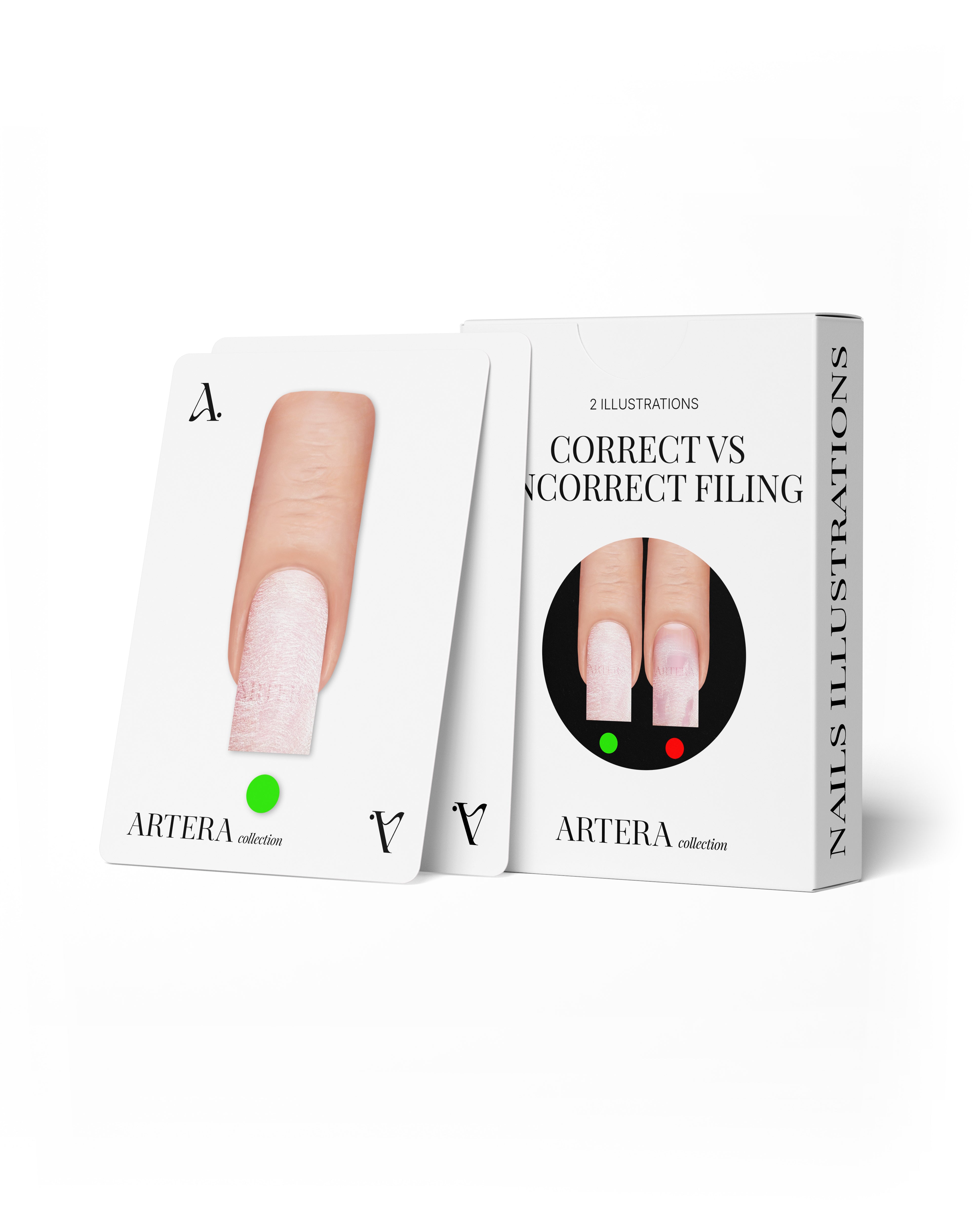 Nail Filing (Right vs. Wrong) - Set of 2 Illustrations