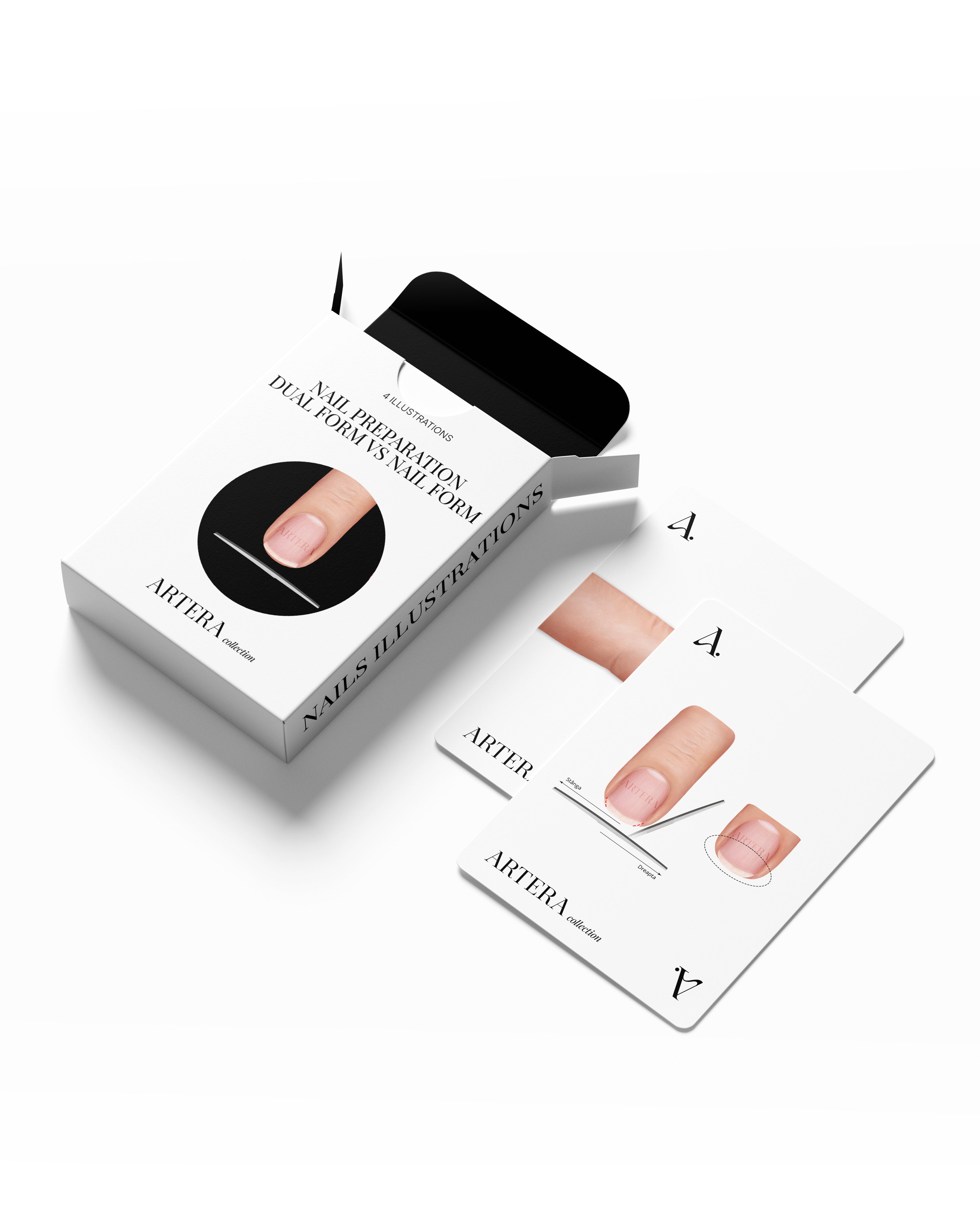 Nail preparation (dual form & nail template) - Set of 4 illustrations