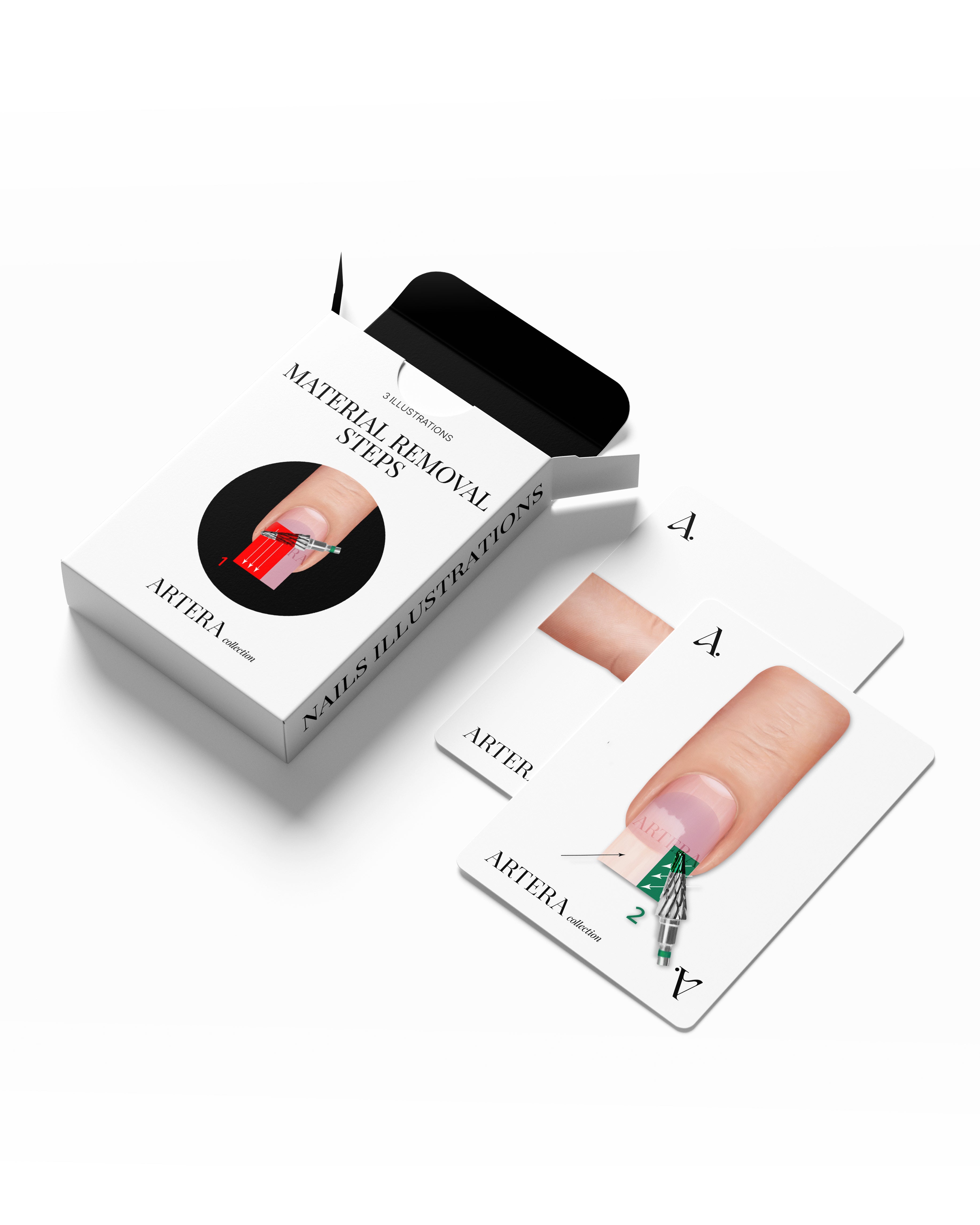 Removing the material - Set of 3 illustrations