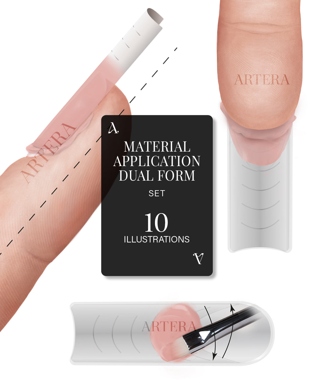 Placing material in tips - Set of 10 illustrations