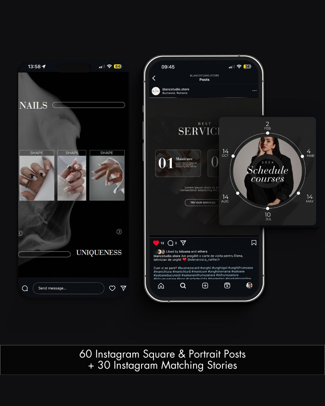 Nail Tech Instagram Posts & Stories - Dark Edition