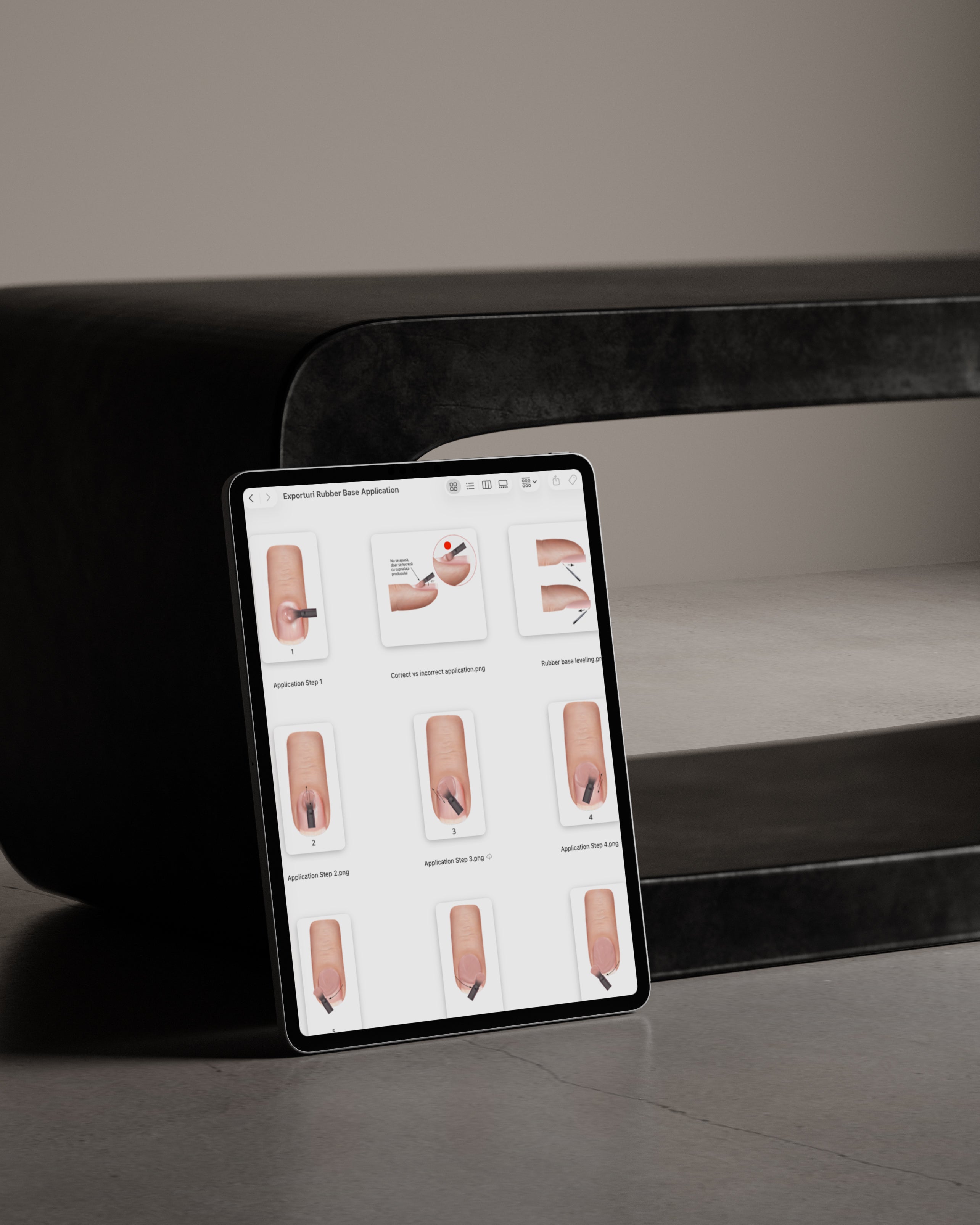 Rubber base application - Set of 11 illustrations