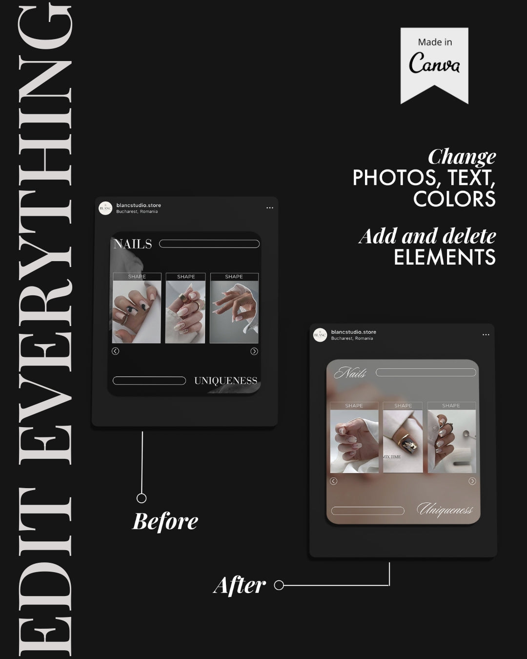 Nail Tech Instagram Posts & Stories - Dark Edition