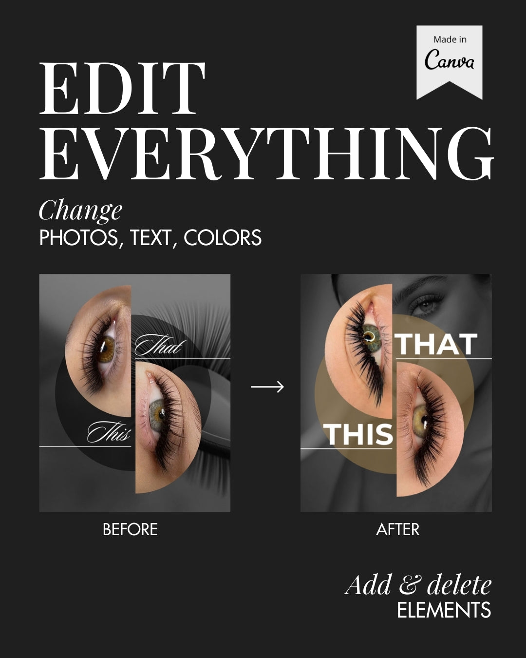 Lash industry social media kit – ready-to-use Canva designs for posts.