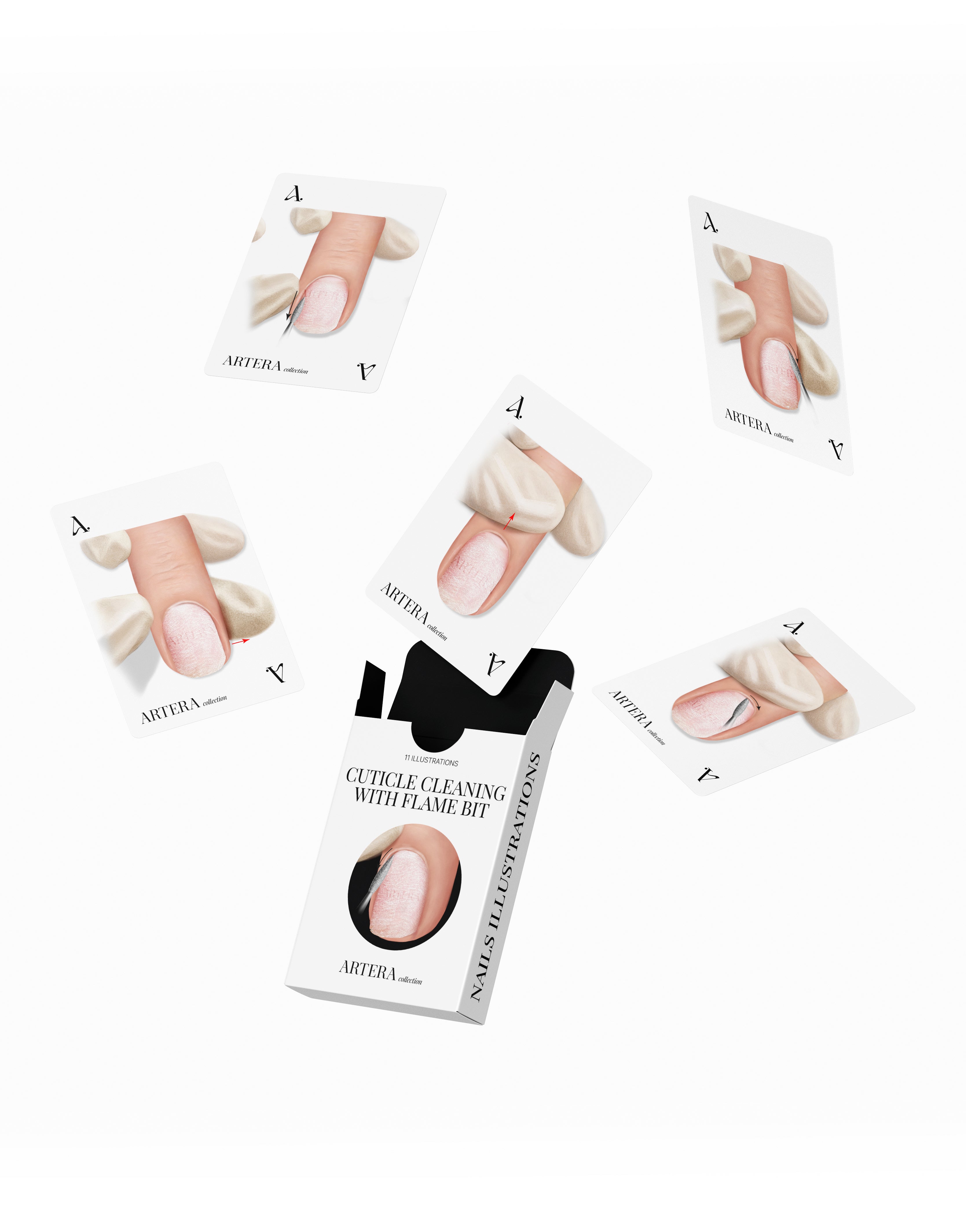 Flame Cuticle Cleaning - Set of 11 illustrations